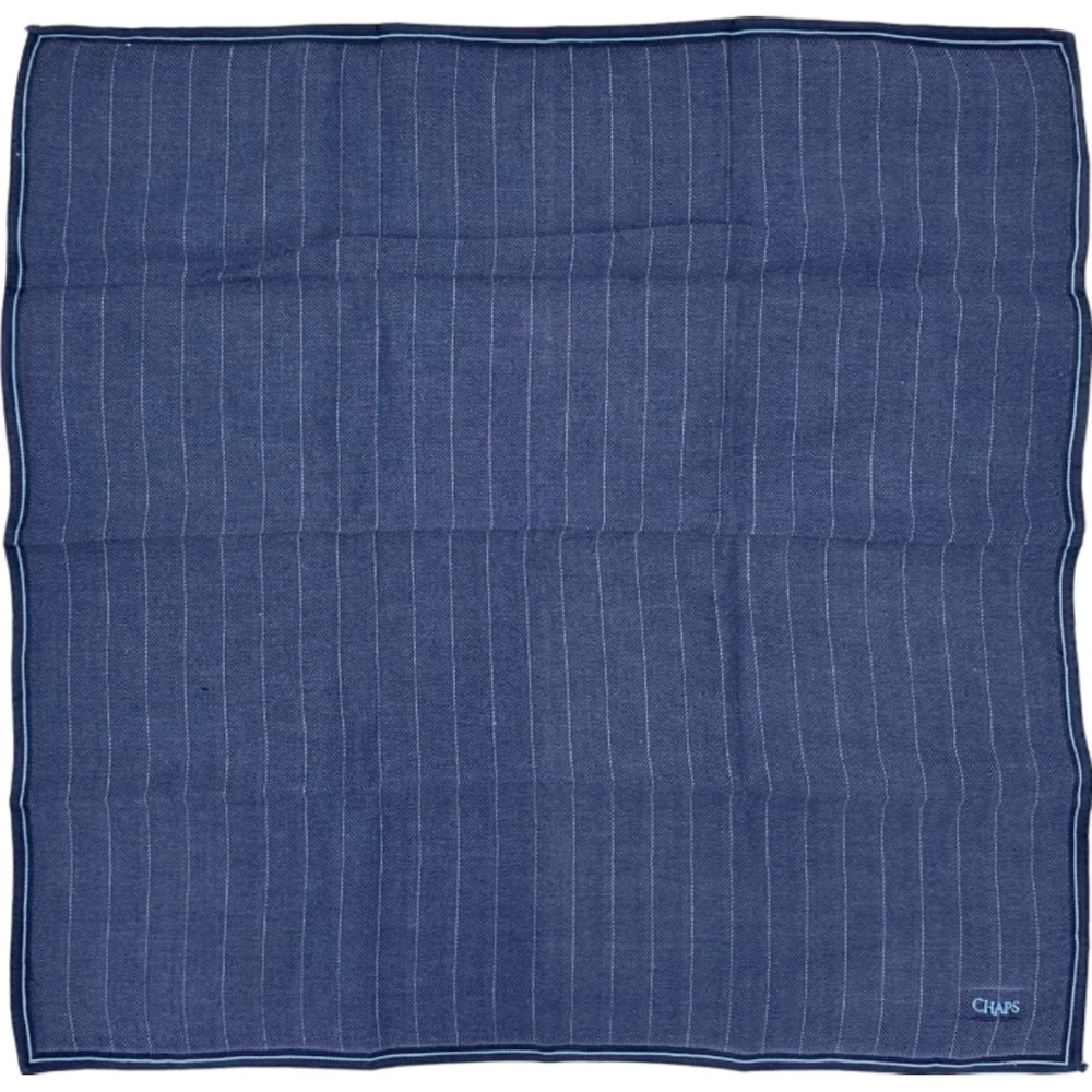 Vintage Chaps by Ralph Lauren Men’s Scarf Navy Blue Pinstripe 18x18”